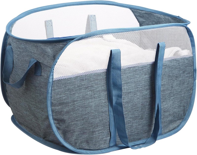 BATTOO 100L Collapsible Laundry Baskets, Tear Proof Pop Up Laundry Hamper with Dual Handles, Large Foldable Laundry Basket, Easy to Carry Laundry Hamper for Home, Laundry Room, Bedroom, Dorm, Travel Blue - Image 1